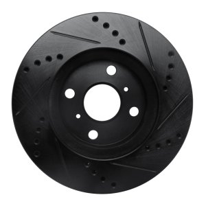 Scion XB Brake Rotor (1) - Front Left - R1 Concepts - Drilled & Slotted - Black - `04-`06